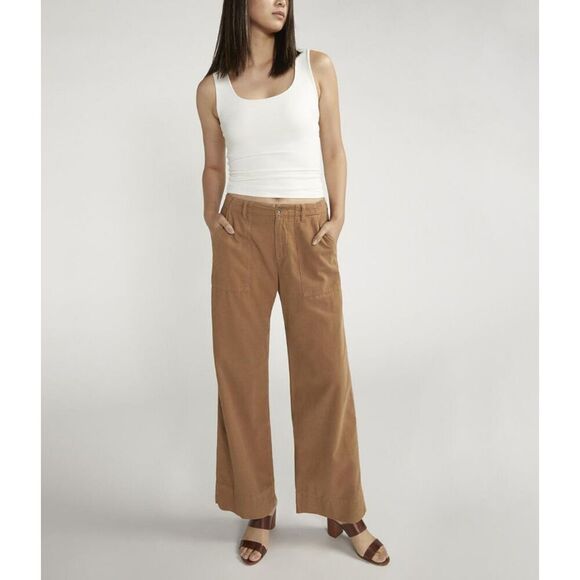 Silver Jeans Co Womens Wide Leg Mid Rise Cotton Corduroy 33x30 Pants Gorpcore - Picture 1 of 9